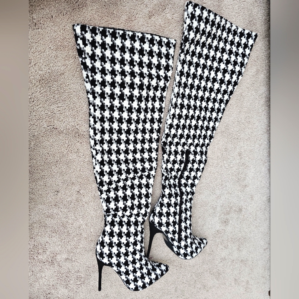Tall houndstooth boots